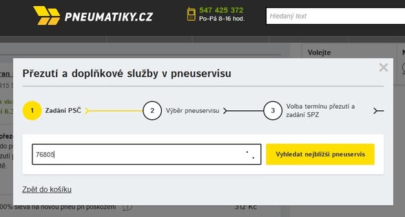Krok 2 - Vybrat pneuservis